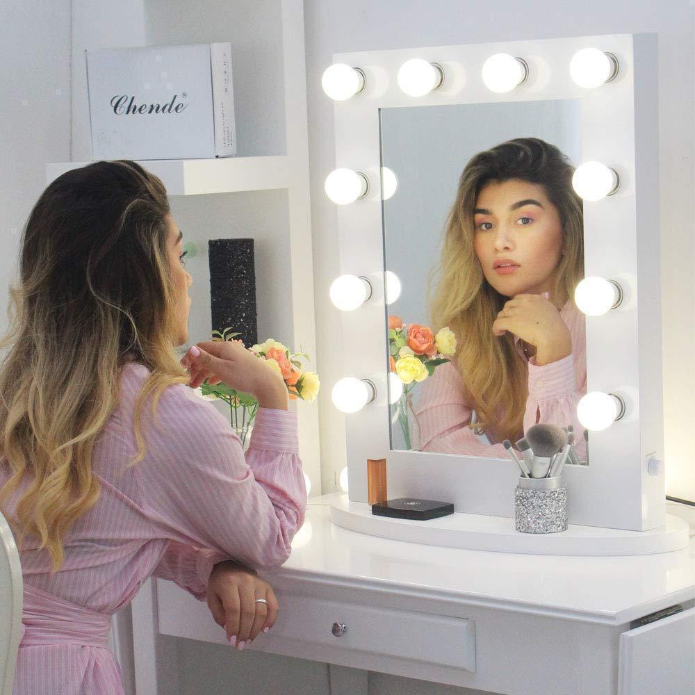 Rechargeable Pink Vanity Mirror with LED Lights – Your Perfect Beauty Companion (MK)