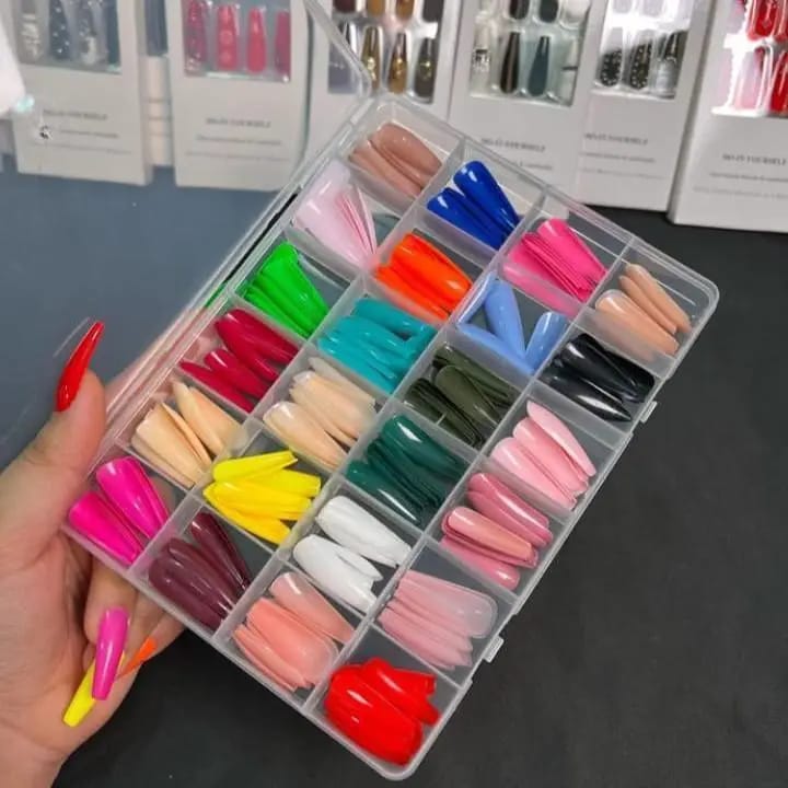 576 PCS Colorful Press-On Nails Set with Free Nail Glue | Reusable Artificial Nail Kit